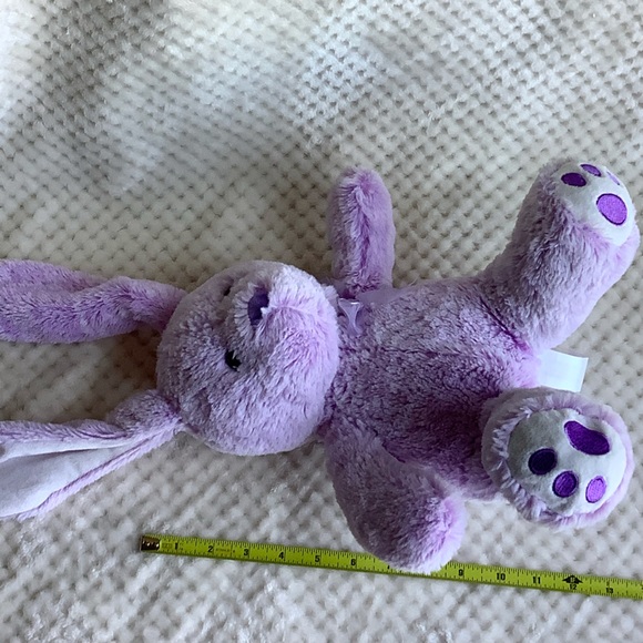 Hug Fun Purple Plush Bunny Rabbit Stuffed Animal Toy Purple Bow Embroidered Feet - Picture 7 of 12